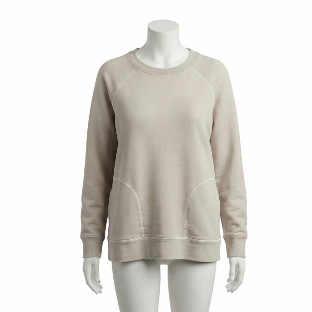 Eddie Bauer Cream 100% Cotton Raglan Crewneck Sweatshirt Medium